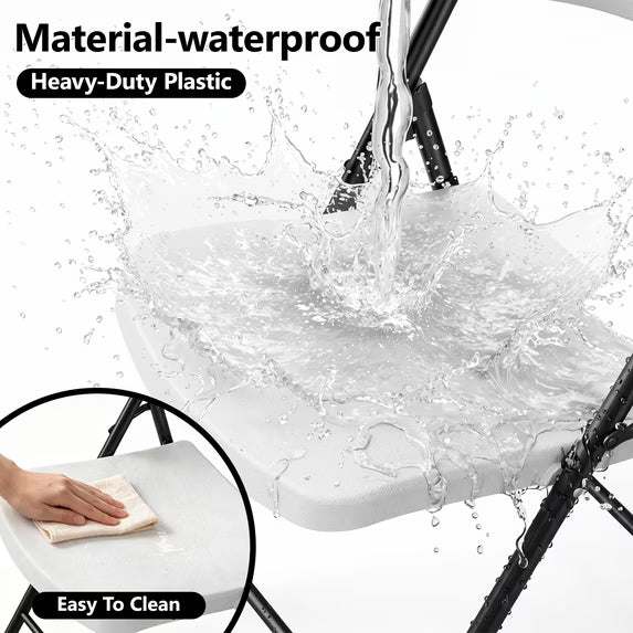 HaiNova 6PCS Black Plastic Folding Chair Set, 400-Pound Portable Waterproof and Wear-Resistant Folding Chair with Steel Frame, Suitable for Parties, Picnics, Weddings and Business.