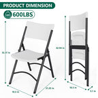 HaiNova 4 Pack Black Blow-Molded Folding Chairs, Portable Chair for Adults, 600lbs Capacity Metal Frame, Comfortable Seat for Party, Banquet