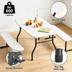 WLLJOY 3-Piece Kids Picnic Tableset, Outdoor Portable Small Table with Long Bench, Waterresistance and Easy to Clean, Suitable for Patio, Garden and living Room