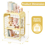 HaiNova 3-Tier Metal Wire Nightstand ,Kids End Table with Anti-Collision Fillet Design ,Sturdy Side Table for Bedroom ,Bathroom ,Living Room & Small Spaces ,Pink