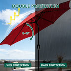 WLLJOY 9FT Outdoor Patio Umbrella Table Market Umbrella with Push Button Tilt/Crank, UV Protection Waterproof Suitable for Garden, Deck, Khaki