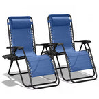HaiNova Zero Gravity Chair 2Pcs, 350lb Capacity, Folding Reclining Chair with Adjustable Pillow and Cup Holder for Garden, Patio, Beach, Blue