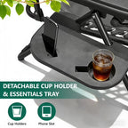HaiCube Zero Gravity Chair Set of 2, Adjustable Reclining Outdoor Lounge Chairs with Cup Holder Tray & Headrest, Portable Folding Patio Chairs for Camping, Pool, Backyard, Black