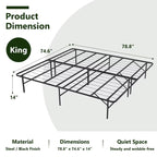 HaiNova Twin Bed Frame Folding Metal Platform Bed Frame with Heavy Duty and Strong Bearing Capacity, 14 Inches High, Black