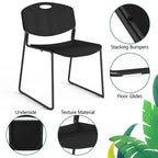 HaiNova Black Sled Base Stack Chair 4 Pack, Metal Frame Max-Load bearing 350 lbs, Stackable Chairs for Waiting Room, Conference Room