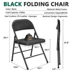 HaiNova 6 Pack Folding Chairs with Comfortable Cushion, Leather Padded Cushion Chair with Stainless Steel Frame for Home and Office, Gatherings, Black