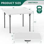 HaiNova 36in Square Folding Table, Portable Plastic Table with Handle Suitable for Party and Parties Backyard Events, White