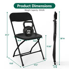 WASUHE 10 Pack Black Plastic Folding Chairs, Indoor Outdoor Portable Stackable Commercial Chairs with Non-slip Design, 350lbs Capacity, Indoor Outdoor for Events Wedding Party Office Dining