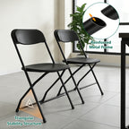 WASUHE 10 Pack Black Plastic Folding Chairs, Indoor Outdoor Portable Stackable Commercial Chairs with Non-slip Design, 350lbs Capacity, Indoor Outdoor for Events Wedding Party Office Dining