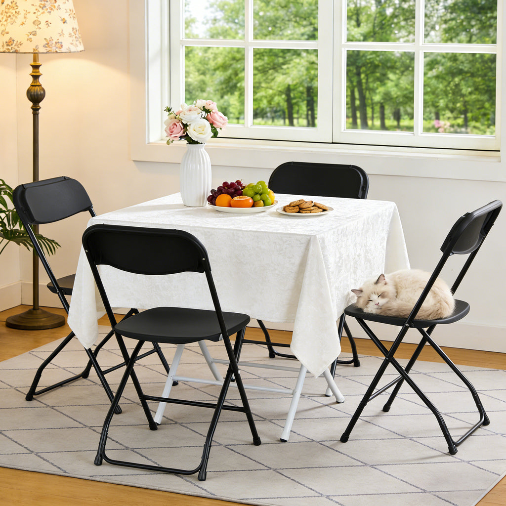 WASUHE 10 Pack Black Plastic Folding Chairs, Indoor Outdoor Portable Stackable Commercial Chairs with Non-slip Design, 350lbs Capacity, Indoor Outdoor for Events Wedding Party Office Dining