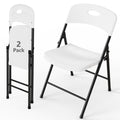 WASUHE White Folding Chairs with Enhanced Iron Frame, Stackable Plastic Folding Chairs for Outside, Indoor, Party, Wedding, Meeting Room, Patio and Garden, Weight Capacity 350 lbs