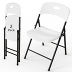 WASUHE White Folding Chairs with Enhanced Iron Frame, Stackable Plastic Folding Chairs for Outside, Indoor, Party, Wedding, Meeting Room, Patio and Garden, Weight Capacity 350 lbs